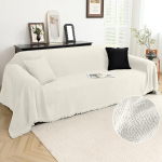 Arfntevss Sofabez&uuml;ge f&uuml;r 3 Kissen, Couch&uuml;berz&uuml;ge aus Fleece, mit Quaste, weicher Pl&uuml;sch, warm, Sofa-&Uuml;berwurf, Hunde und Katzen, Haustier-Schonbez&uuml;ge, flauschig, kratzfest, M&ouml;belschutz (231,1 x 360,7