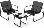 FANTASK 3-osaline hingavast kangast r&otilde;dukogumik, aiam&ouml;&ouml;blikomplekt, terrassim&ouml;&ouml;bel koos 2 tooli ja lauaga terrassile ja r&otilde;dule, must