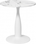 HOMCOM Dining Table 70 x 70 cm Round Kitchen Table for 4 People Dining Room Table with Marble Look, Column Leg, Coffee Table Modern Table for Kitchen, Dining Room and Living Room, White