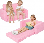 2-in-1 laste diivan, kokkupandav, eemaldatav kate, pehme laste diivan, mini diivan lastetuppa, teisaldatav v&otilde;revoodi v&otilde;i lamamistooliks (roosa)