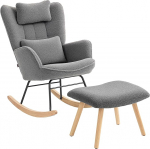 HOMCOM kiiktooliga kiiktool, pehmendusega kiiktooli koos nimmepadjaga, peatugi, l&otilde;&otilde;gastav tool fliisist kattega, k&otilde;rge seljatoega kiiktooli elutuppa, tumehall