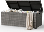 Amopatio 870L Garden Box Storage Box veekindel padjakast Outdoor Polyrattan Storage Box Metal koos gaasitugedega Garden Box ilmastikukindel aed, r&otilde;du, Hall