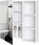 Mondeer Bathroom Cabinet with Mirror, Mirror Cabinet, Bathroom Wall Mounted with Toothbrush Holder and Adjustable Shelves, Ventilation Design, 65 x 15 x 65 cm, White