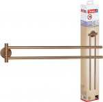 tesa Moon Bronze k&auml;ter&auml;tikuhoidja 2-kandiline harjatud pronksist - PVD-kattega metallist isekleepuv k&auml;ter&auml;tikuhoidja - ei vaja puurimist, sisaldab kleeplahust - 50 mm x 84 mm x 456 mm