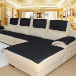 Rutschfester Premium-Schonbezug f&uuml;r Sektionssofas, Sofa-Armlehnen, Ledersofaschoner, 2er-Set, schwarz, 30 x 60 cm
