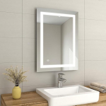 EMKE 800 x 600 mm LED-valgustusega Badezimmerspiegel mit Rasiersteckdose | Sensorschalter | Demister Pad, Wandmontierter Schmink-Multifunktsioonspiegel, energiasparender intelligenter Spiegel
