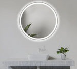 LED Vannitoa peegel &uuml;mmargune 60 cm - Vannitoa peegel valgustusega, uduvastane, puutetundlik, seinapeegel valguse ja metallraamiga