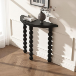 Schmaler Eingangstisch aus Kiefernholz, Konsole, Sofatisch mit abgerundeten Ecken, breiter Platte f&uuml;r Flur und Wohnzimmer (100 x 25 x 80 cm) und funktionales Fell.