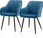 TUKAILAI S&ouml;&ouml;gitoa toolid 2 tk, sametist k&auml;etugede ja seljatoega, k&ouml;&ouml;gitool, polsterdatud tool, elutoa tool, tugitool, polsterdatud tool, 2 tk, polsterdatud iste, metallist jalad, sinine