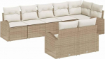 8-teiliges Garten-Sofa-Set mit Kissen in Beige Poly Rattan Gartenlounge Model3346091