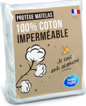 SWEETNIGHT Mattress Protector 90 x 190 cm, 100% Cotton Fleece, Waterproof and Anti-Dust Mite Mattress Topper, Quiet and Breathable, Cotton, White