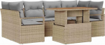 7-teiliges Garten Sofa Set mit Kissen Beige Poly Rattan Gartenlounge Model3358401