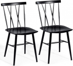 COSTWAY 2 metallist s&ouml;&ouml;gitooli komplekt K&ouml;&ouml;gitoolid seljatoega s&ouml;&ouml;gitoa elutoa k&ouml;&ouml;ki mustad