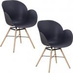 Komplekt 2 disainer plastikust tooli metallist jalgadega koos selja- ja k&auml;etoega Mugav stiilne kaasaegne v&auml;limus Lihtne hooldada pestav s&ouml;&ouml;gilaud 2-st komplektist V&auml;rv: Must