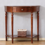 Konsole Aus Massivholz Mit Schublade Und Ablageboden, Halbmondf&ouml;rmiger Beistelltisch F&uuml;r Wohnzimmer, Flur Und Eingangsbereich(80cm/31.5in)