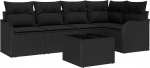 6-teiliges Garten-Sofa-Set mit Kissen Beige Poly-Rattan, 2-Sitzer Garten-Sofa mit Stauraum und Kissen Schwarz Poly-Rattan Gartenlounge Model3354382