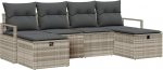 6-teiliges Garten-Sofaset mit Kissen Hellgrau Poly-Rattan Gartenlounge Model3360553