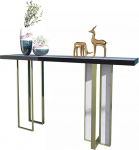 Konsoolilaud Kaasaegne konsoolilaud geomeetrilise alusega, kunstmarmorist sissep&auml;&auml;sulaud, diivanilaud, kitsas, pikk, kaasaegne aktsentlaud (suurus: 39.4X11.8X31.5inch)