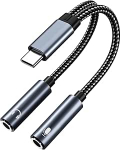 MMOBIEL USB-C 3,5 mm Aux audiok&otilde;rvaklappide ja mikrofoni adapter 32 Bit Type-C Dual 3,5 mm Jack Aux Y Splitter k&otilde;rvaklapid mikrofoni iPhone 17 16 15, iPad, MacBook, Galaxy S25 S24 S23 S22 jaoks