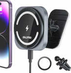 OHLPRO MagSafe autokinnitusele koos laadimisfunktsiooniga, 360&deg; p&ouml;&ouml;ramine iPhone 15 Pro Max autohoidik, &uuml;hildub iPhone 16/15/14/13/12 seeria mobiiltelefonide hoidikuga, auto Magsafe Stick armatuurlaual
