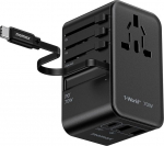 MOMAX reisiadapter maailmas 70W GaN koos laadimiskaabliga USB C, rahvusvaheline universaaladapter 2UAB A / 2USB C USA UK Jaapan EL Austraalia Kanada jaoks