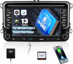 [8-tuumaline] SIXWIN 4+64G Android 13 Carplay/Android Car/DSP autoraadio VW Golf 5 6 Touran Polo, 7-tolline puuteekraan Bluetooth 5.0 DSP WiFi GPS FM RDS raadio Mirror Link + 32 Band EQ