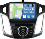 YUNTX [6GB + 128GB] Android 14 Autoradio Ford Focus 2012-2017-2 DIN [Integreeritud juhtmevaba CarPlay/Android Car/DSP/GPS]-9-tolline IPS 2.5D kaamera + MIC-DAB/juhtimisratta juhtimine/360 kaamera/BT