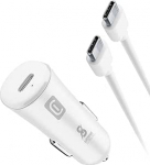 Cellularline - Autolaadija sigaretis&uuml;&uuml;taja 12/24 V v&auml;ljundiga USB-C 20 - &uuml;likiire autolaadija 25 W - USB-C to USB-C - &uuml;hilduv Samsung Dedicated - 100 cm USB-C to USB-C kaabel in