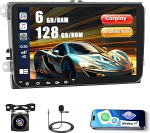 Roinvou 6G + 128G Android 15 autoraadio VW Golf 5 6 Passat Polo Tiguan Touran Caddy Skoda, 9-tolline puuteekraan juhtmevaba Carplay Android autoga, Bluetooth GPS WiFi EQ UI RDS FM SWC tagurduskaamera