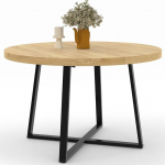 IDMarket - Selma Round Dining Table 4-6 Seater Wood and Black 110cm