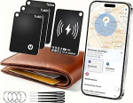 Smart Air Tracker Card (Black-4 Pack), Wallet Tracker Card Compatible with Apple Where? App (ainult iOS), Bluetooth Finder traadita laadimisega, IP68 veekindel, koos v&otilde;tmehoidja / nailonpaelaga.