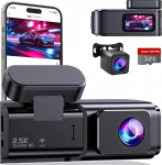 Dash Cam auto eesmine tagumine 2.5K + 1080P, Dash Cam WiFi, 32GB kaart, Dual auto kaamera 170 &deg; lai nurk, Super Night Vision, auto kaamera parkimise j&auml;lgimise, G-sensor, App Control, Loop salvestamine