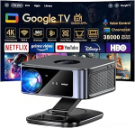 Beamer 4K【Google TV & Autofokus/1500 ANSI】 Full HD 1080P HORLAT Smart Projektor 38000 Lumen mit WiFi 6, Bluetooth, Sprachassistent, Heimkino/Outdoor Video Beamer Netflix