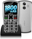 artfone A400 4G vanemate mobiiltelefon ilma lepinguta, pension&auml;ride mobiiltelefon suured nupud, 1800 mAh aku mobiiltelefon eakatele, Dual Nano SIM, 2,4 tolli, SOS-nupp, laadimisjaam, aeg