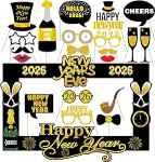 &Otilde;nnelik uusaasta pidu Photo Booth rekvisiidid, 2024 uusaasta fotokabiini raam, Glitter Happy New Year Selfie rekvisiidid, uusaasta &otilde;htu peotarbed, uusaasta &otilde;htu peo kaunistused