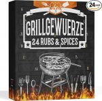 BOXILAND orgaaniline BBQ advendikalender 2025 - 24 Premium v&uuml;rtsi grillimise austajatele, elegantne j&otilde;ulukalender meestele, grillif&auml;nnidele ja asjatundjatele, kingitus j&otilde;uludeks
