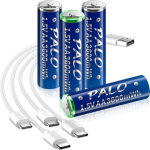 Mspalocell AA aku USB-C liitium aku laetav 1,5 V 3600 mWh, kiirlaadimis akud C-t&uuml;&uuml;pi laadimiskaabliga, LSD madal enesepuhastus, koos laadimisvalgusega, 4 tk 1,5 V