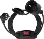 Schuko pikenduskaabel koos l&uuml;litiga, Schuko pistikuga l&uuml;hike v&auml;likaabel, 16A 250V toitekaabli pistikupesa pikendus must, 3 x 1,5 mm&sup2; IP44 kodu jaoks (90 kraadi, 2M)