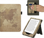 kwmobile Flip Cover &uuml;hildub Amazon Kindle Paperwhite'iga (11. Gen - 2021) - &uuml;mbris koos k&auml;erihmaga Travel Vintage Brown Light Brown