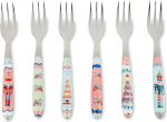 Excelsa Xmas Sweet Pastels komplekt 6 roostevabast terasest kooki kahvlit 15cm j&otilde;ulukaunistused