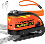 ZEXMTE piduriketta lukustus, laetav mootorratta lukustusalarm 120 dB koos 1,8 m tagasikutsumiskaabliga, tugevdatud, veekindel, k&otilde;rge turvalisusega ketaspidur Moto, jalgratta, roller, must