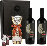 Geschenkset Rotwein Primitivo Barone Pelletti mit Schokoladentr&uuml;ffeln und Feigen in Schokolade | Pr&auml;sentkorb Wein und Schokolade f&uuml;r M&auml;nner und Frauen zum Geburtstag, Hochzeit und Jubil&auml;um