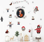 Ambiance Sticker Weihnachten Merry Christmas Aufkleber, selbstklebend, Weihnachten, Dekoration, Partys, f&uuml;r Schlafzimmer und Wohnzimmer, Kinder, Weihnachten, Tiere, 50 x 65 cm