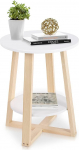 Small Side Tables, White, Round Side Table, 2 Tiers, Bedside Table with Storage Space, Modern Telephone Table, Wood, Coffee Table, Sofa Table, Small for Living Room, Bedroom, Garden, White, 40 x 40 x