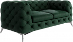 S-Style M&ouml;bel Maria 2-Seater Chesterfield Sofa Living Room Lounge Couch with Chrome-Plated Feet Freestanding Cushion Sofas & Couches Sofa Set Couch Set Bottle Green 185 x 73 x 100 cm