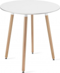 NMK HOME Dining Table Round Small Modern Diameter 60 cm Round Table White with Beech Wood Legs Height Adjustable