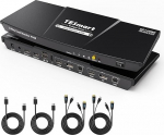 TESmart DisplayPort HDMI KVM Switch 2 PC 2 Monitor, 4K 60Hz KVM Switch EDID, Audio, 3x USB skannerile printerile klaviatuurile hiirele, Hotkey KVM Switch Dual Monitor, koos DP/KVM kaabliga, IR puldiga