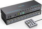 10 Port KVM Switch HDMI 4K @ 60Hz Simulatsioon EDID, 10 IN 1 OUT HDMI KVM Switch 10 arvutile, mis jagavad 1 monitori ja 4 USB 3.0 pesa, 10 PC KVM l&uuml;litit koos audio RS232 ja juhtmega kaugjuhtimispuldiga