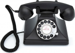 GPO 200 Classic Vintage telefon p&ouml;&ouml;rleva numbriga - must