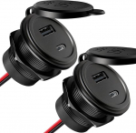 acegoo USB C pistikupesa 12 V paigalduspesa Alumiiniumist veekindel PD3.0 QC3.0, 12-voldine laadija autole, matkaauto, auto, veoauto, haagissuvila, mootorratas, paat, ilma LED-ita, 2 tk, pakend 2-st